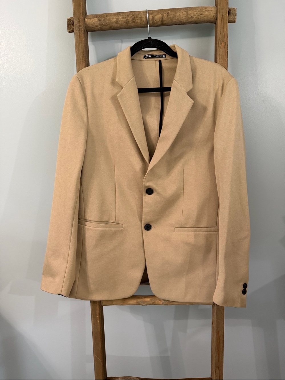 Zara Beige Single-Breasted Blazer